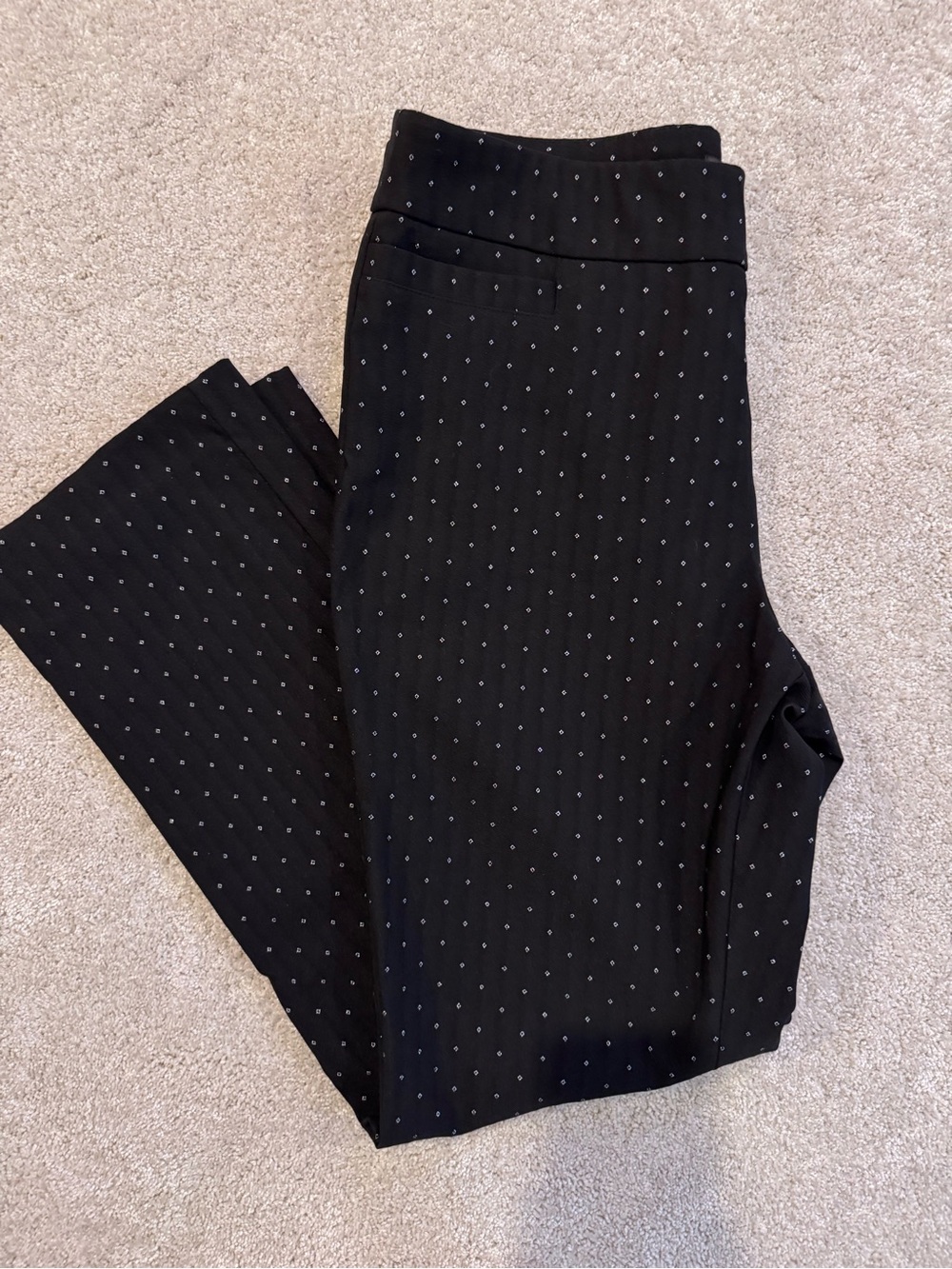 Kim Rogers Black Straight Leg Pants with White Dot Print